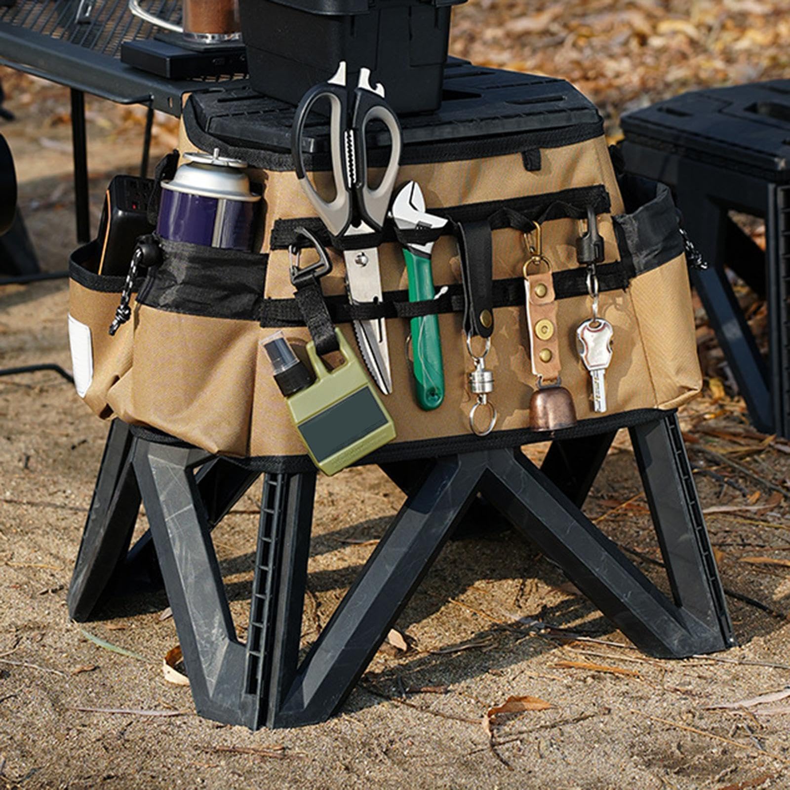 CALANDIS™ Stool Mount Tool Bag with Handles Folding Stool Cover for Outdoor RV Khaki | Furniture | & Hiking | Outdoor Sports-image-39