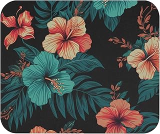 قاعدة ماوس بتصميم زهور استوائية - تصميم فني - قاعدة مكتب ناعمة ومريحة للألعاب والعمل - قاعدة ماوس متينة مضادة للانزلاق - 64