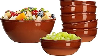 MamboCat Miska do serwowania Tonware I 7-częściowy zestaw I 6 x rozmiar S + 1 x L I Miska śródziemnomorska I Glazurowana I unikat rękodzieło I antyczne / vintage I średniowiecze I Wikingowie