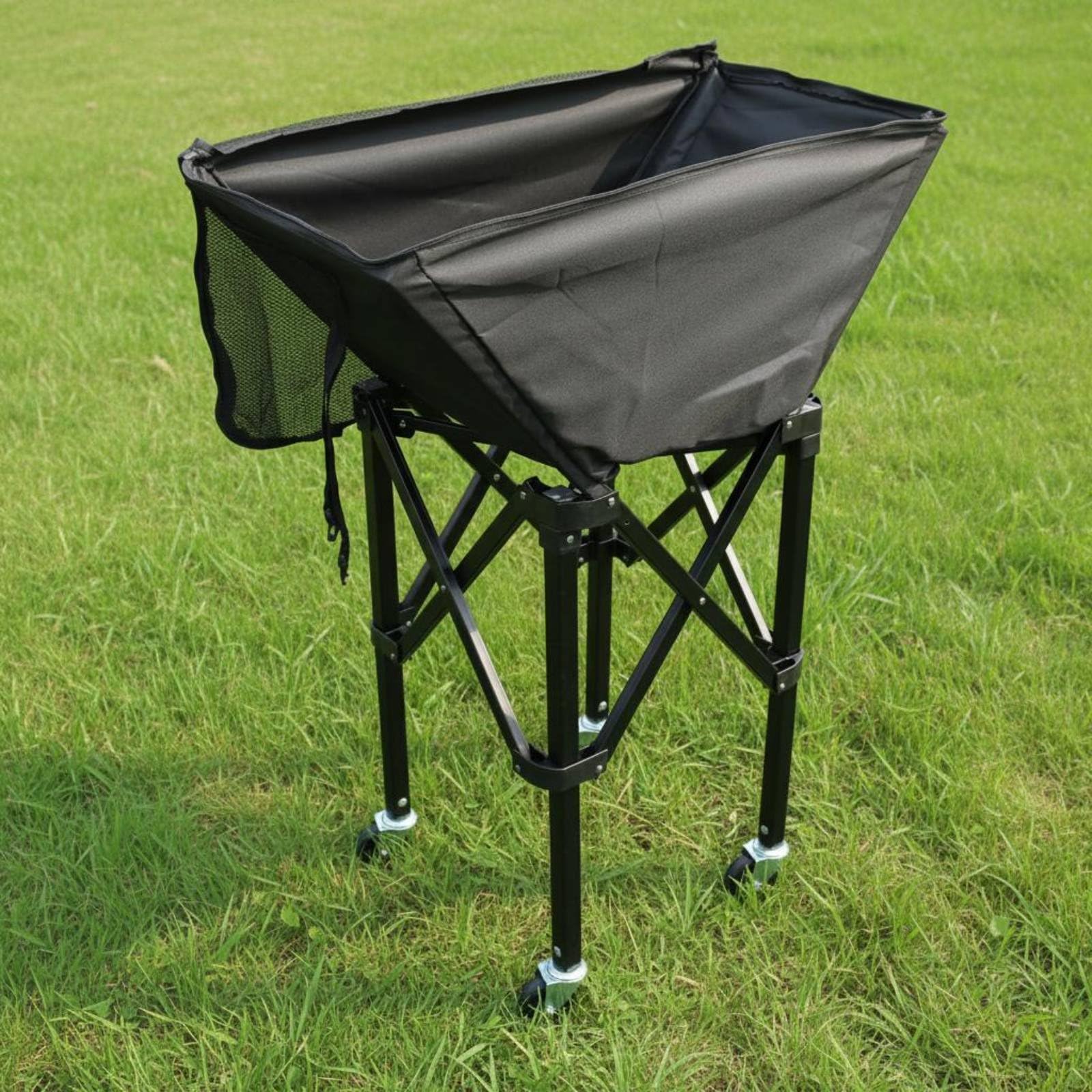 Carro de Pelotas Plegable Portátil Cesta Deportiva con Ruedas Contenedor de Práctica Resistente y Ligero para Traslado Plegable para Guardar, Plata