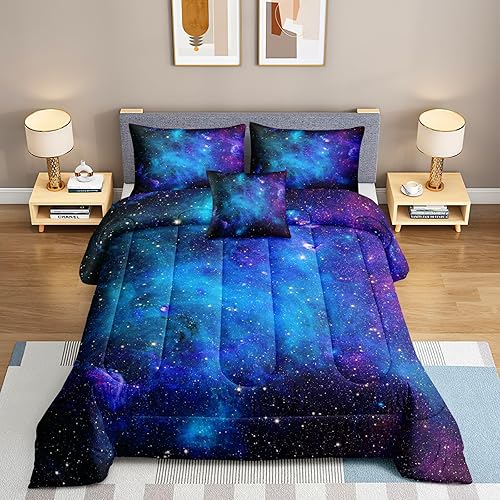 Miniatura 7 de DJT-XK5004Queen - Juego de edredón de 6 piezas para el espacio exterior, cama Queen en una bolsa para adolescentes, niños, niñas, niños, juego de