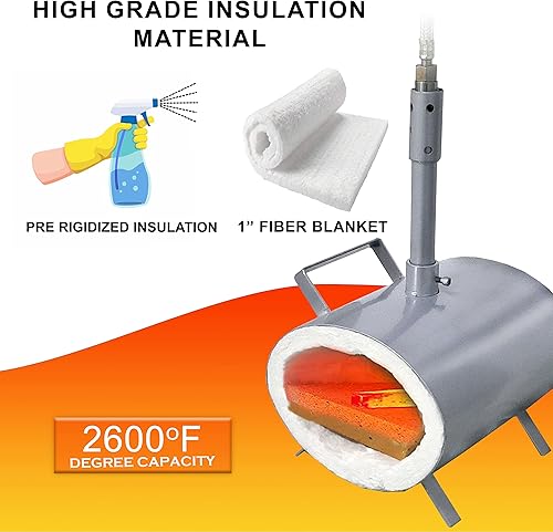 Miniatura 5 de FEBTECH - Forja de gas propano de un solo quemador - Kit de forja de herrería portátil para profesionales de la fabricación de cuchillos, artistas,