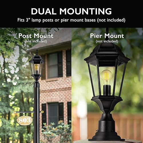 Vista 127 de Design House 502211 Base de pilar de linterna exteriores, color negra