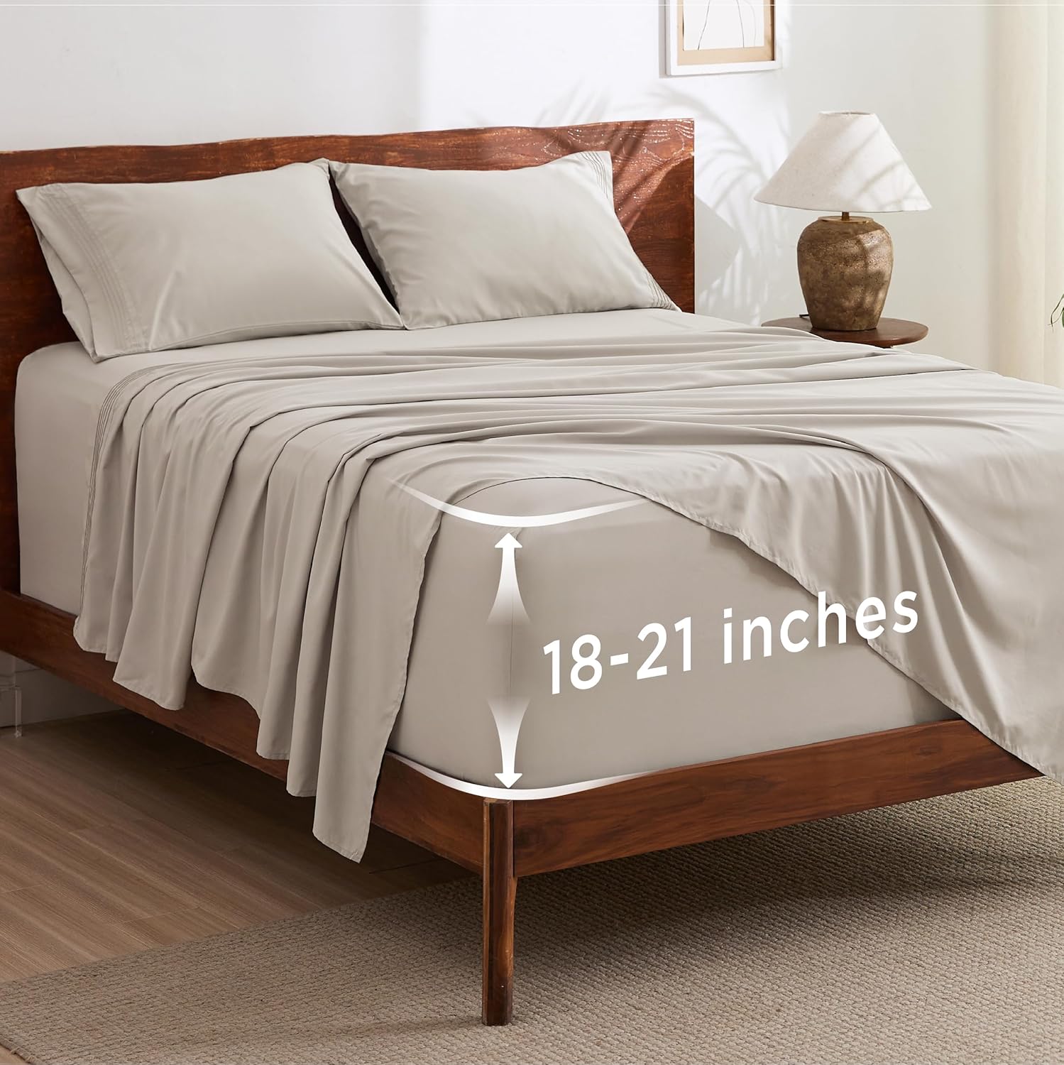 Bedsure Deep Pocket Queen Sheets Set - Fits Mattresses Up to 21 Inches Thick - 4 Piece GentleSoft Bed Sheets