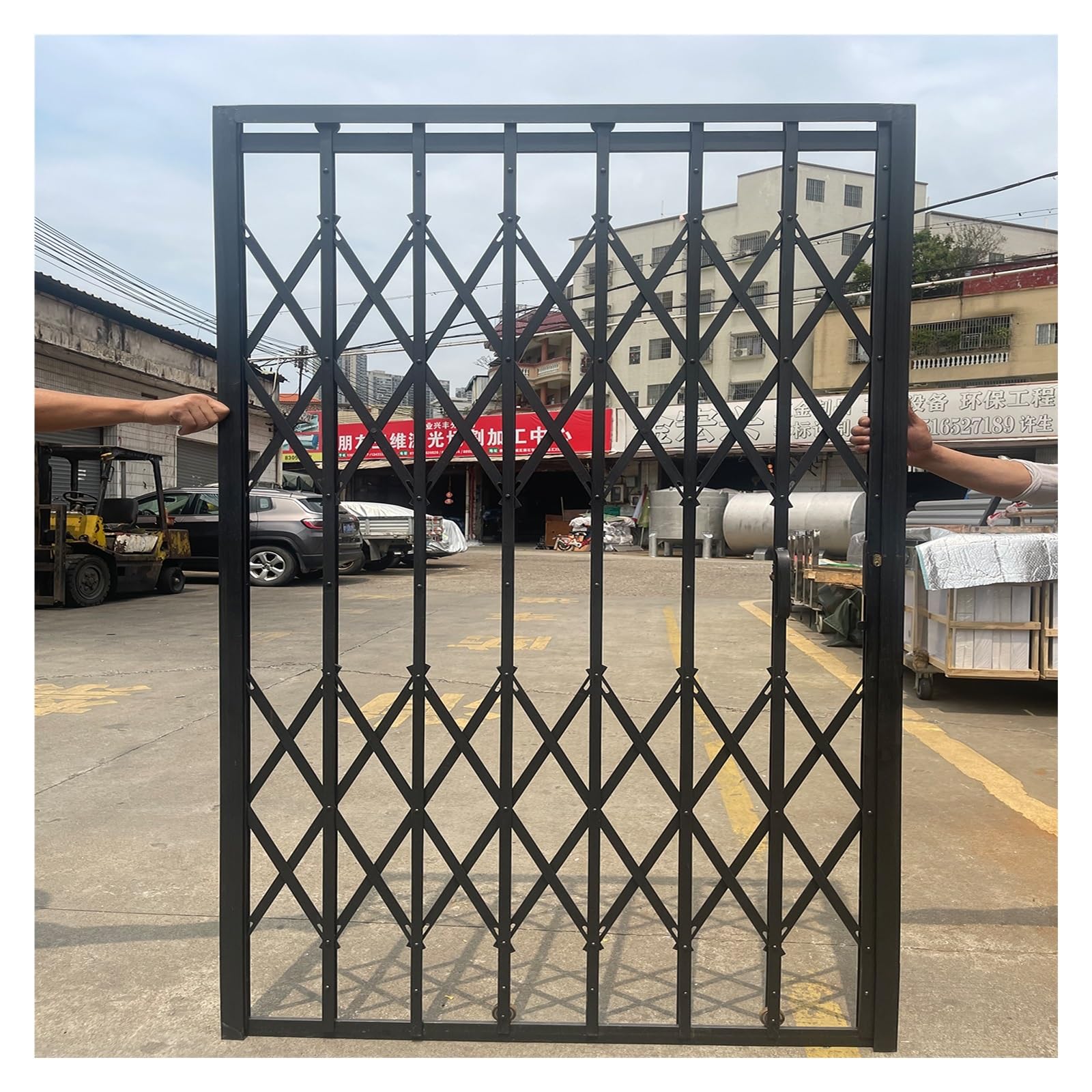 Barras de seguridad retráctiles de acero inoxidable para ventana corrediza personalizables, color gris oscuro, rejilla plegable para protección de puertas y ventanas de almacén (140 x 120 cm)