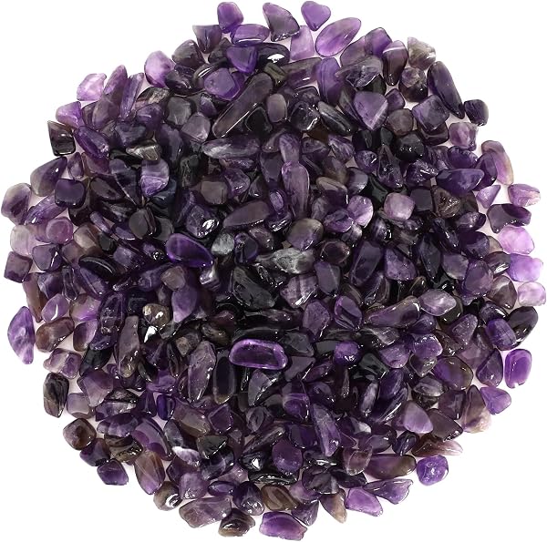 500g Chips de Cristal Natural de Amatista Triturado - Chips de Cristales de Sanación de Amatista a Granel, Gemas de Cristal Triturado para Manualidades, Hermoso Paquete para Regalo - 1