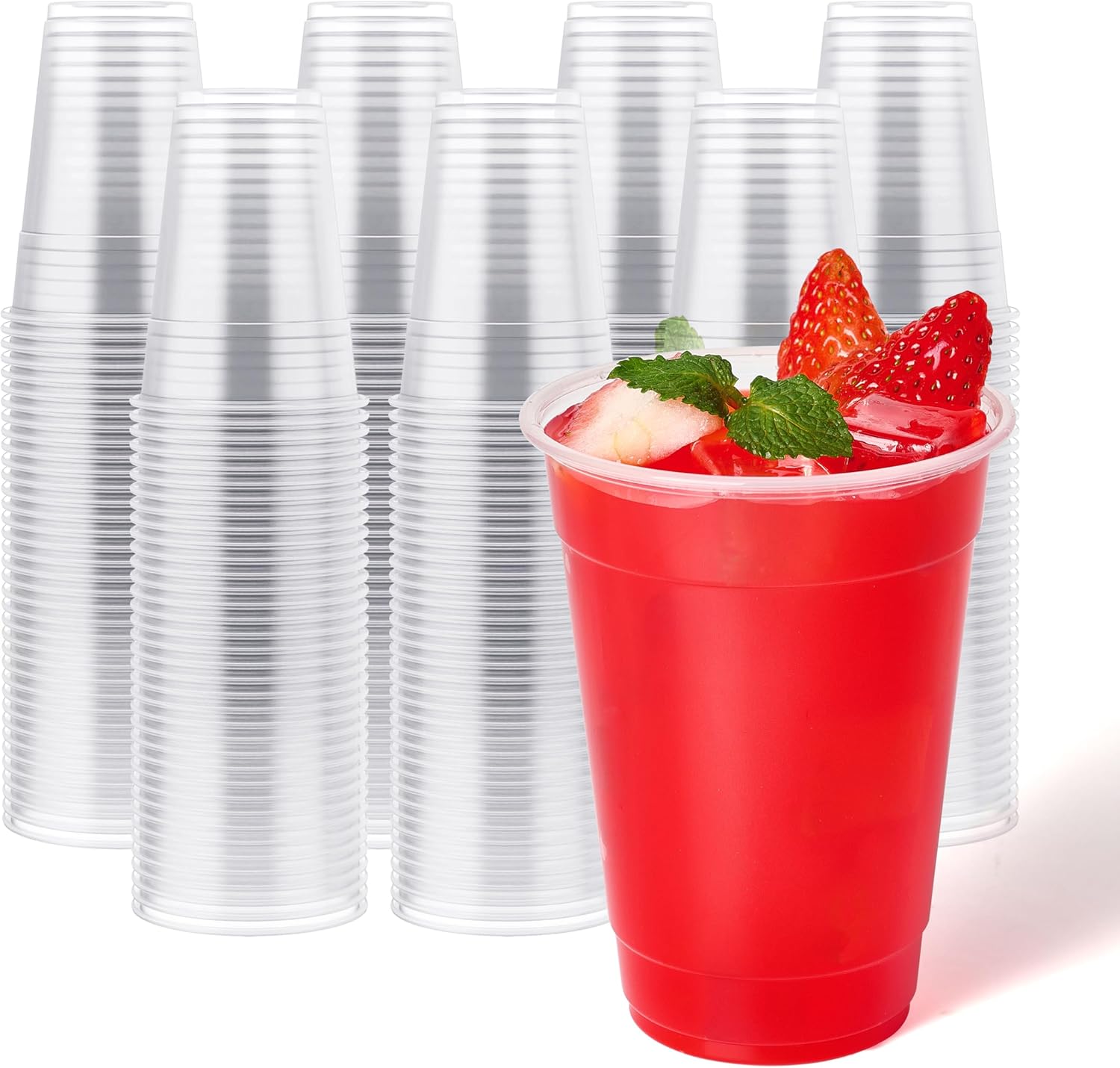 JOLLY CHEF 390 Pack 16 oz Clear Plastic Cups,Disposable Cups Drinking Cups for Ice Coffee,Milkshake, Cold Drinks