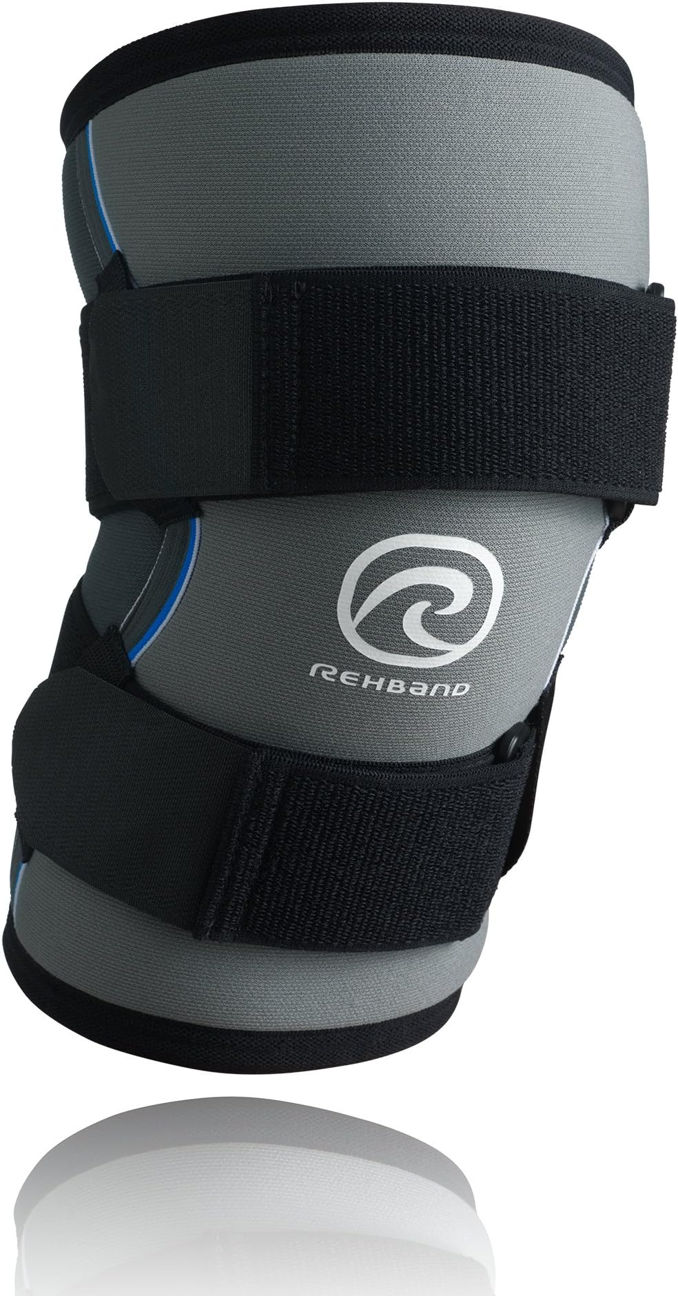 Rehband Power Line Knee Support 7790 7mm - Small - Black/Gray - Knee Compression Sleeve - Adjustable ACL Knee Brace for Running, Power Sports & Powerlifting - Provides Stability & Comfort - 1 Sleeve