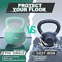 Vista 12 de soges Pesa rusa de PVC de una pieza con asas anchas, pesas rusas de entrenamiento de fuerza de 5 libras a 35 libras opcionales para mujeres