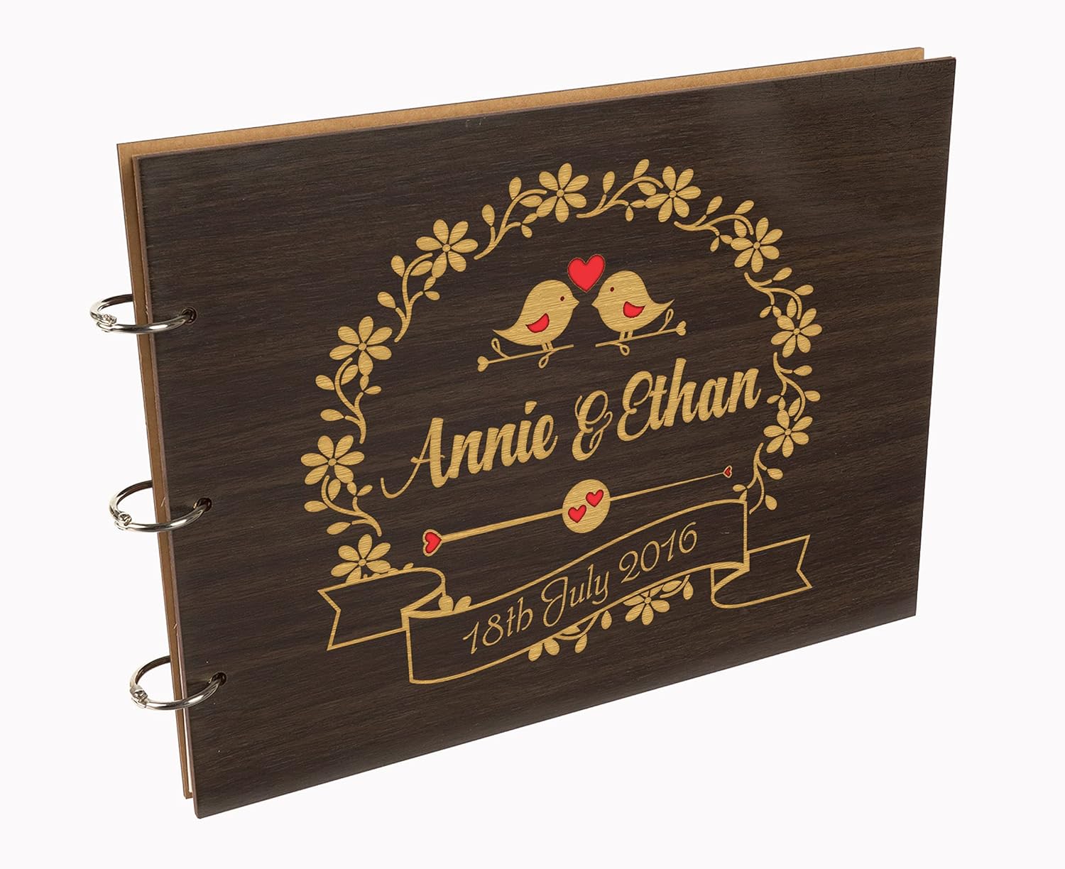 Darling Souvenir Personalized Engraved Laser Cut Wedding Guest Book Wooden Cover Sign-in Book Registry Guestbook Scrapbook-WW