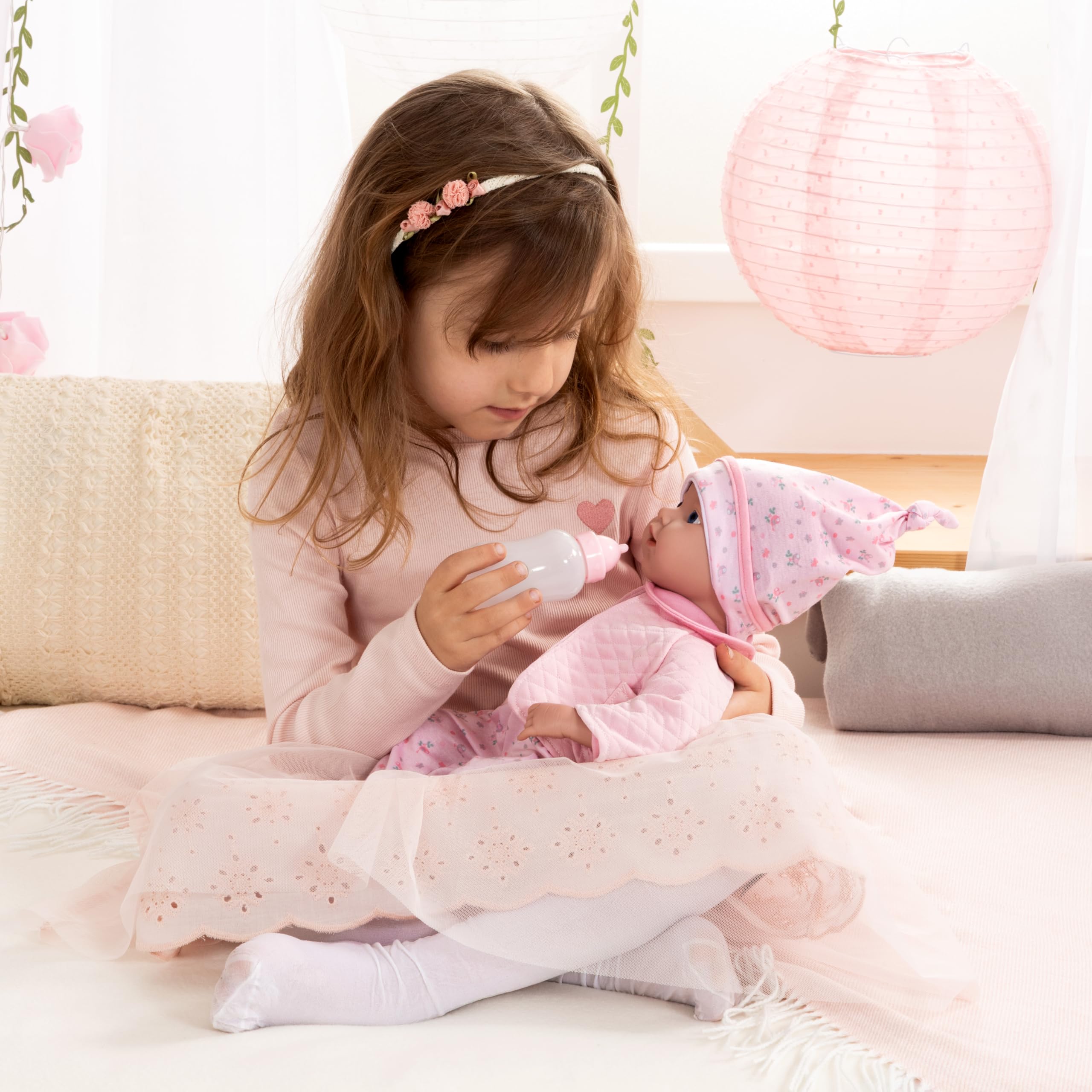 Bayer Design bambola reborn reale 38 cm, come vere, con ciuccio, biberon | bambola neonata, ricca di dettagli, con un bellissimo completino e accessori, ideale per i giochi di ruolo dei bambini