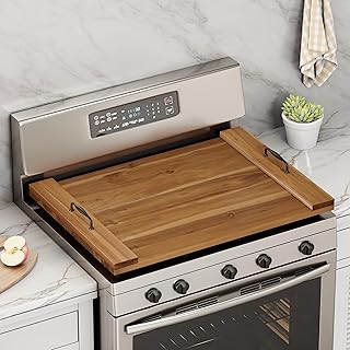 BLUEWEST Noodle Board Stove Cover, Acacia Wood Stove Top Board for Gas Burners and Electric Stove, Extra Thick Wooden RV Stovetop/Sink Cover