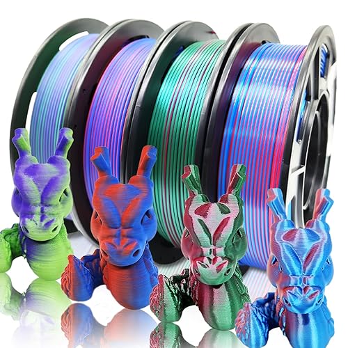 RepRapper 4X 250g Paquete de Colores, Filamento de Coextrusión de Dos Colores PLA de 1.75mm para Impresora 3D, 4 x 250g Carretes Rojo/Azul Mate,