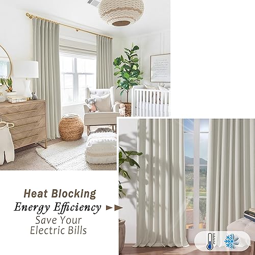 Miniatura 8 de PANELSBURG Cortinas neutrales de 96 pulgadas para sala de estar, juego de 2 paneles opacos para oscurecer la habitación, ganchos plisados con
