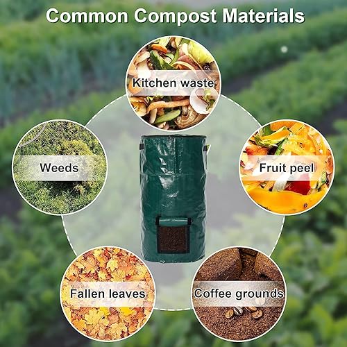 Miniatura 5 de Bolsas de compost de 34 galones, bolsas de compost para jardín al aire libre, bolsas de cultivo para jardín y patio (verde)