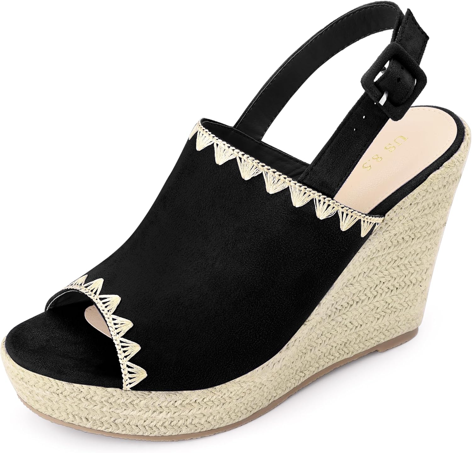 Allegra K Slingback Open Toe Platform Wedges Heel Espadrille Wedge Sandals for Women