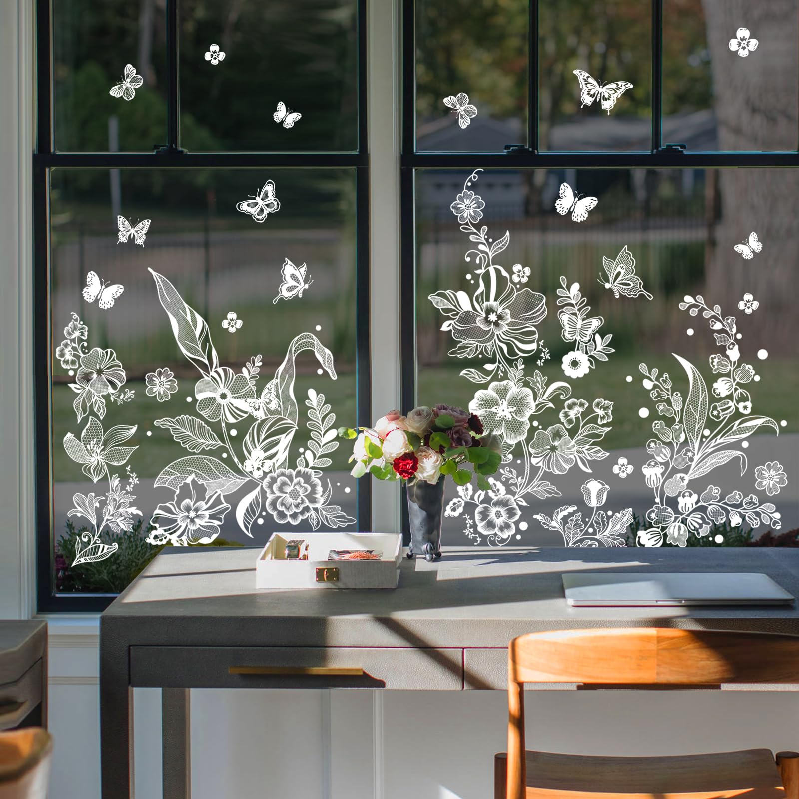 Stickers Vlinders En Bloemen Glas