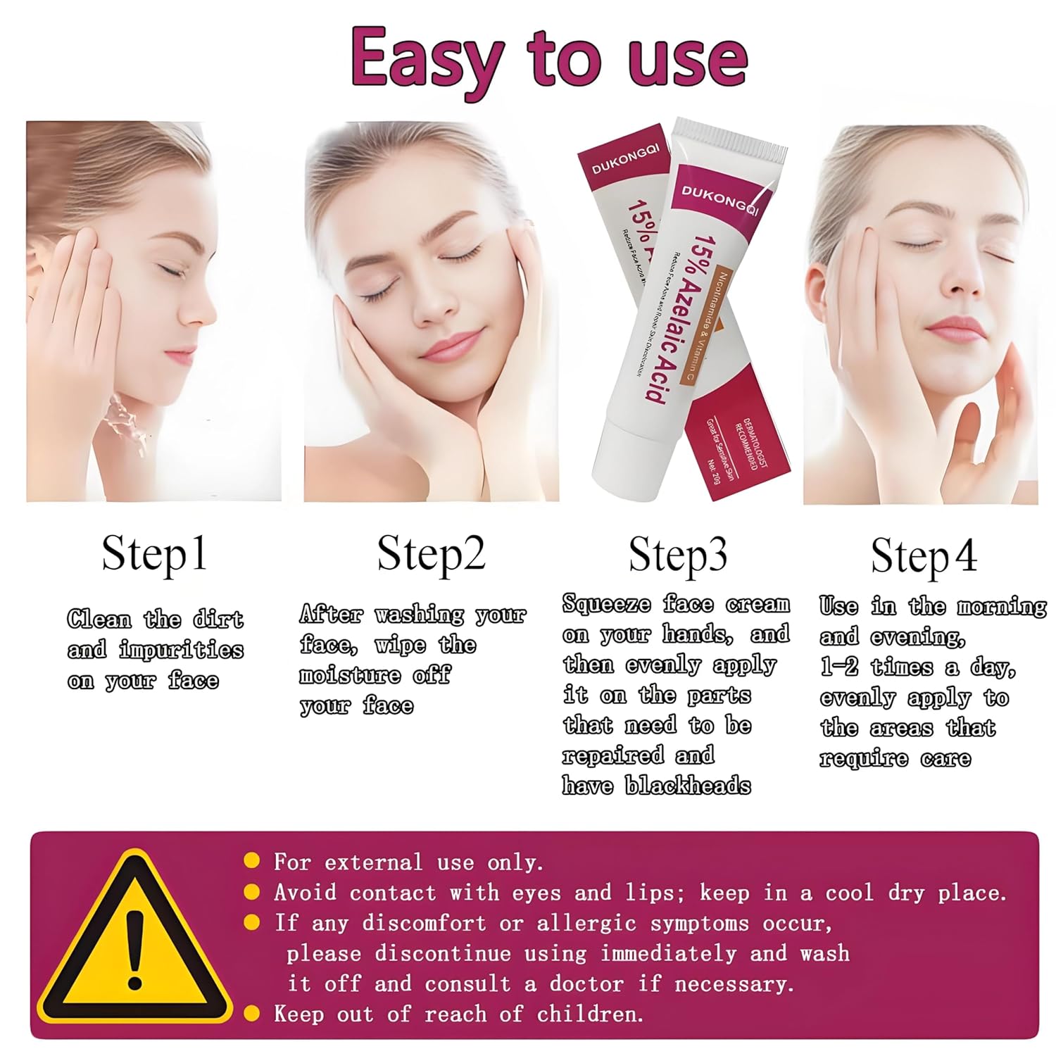 Azelaic acid cream, Azelaic acid facial care essence face cream, suitable for facial skin problems and beauty care, relieve skin redness and acne(1pcs) - Image 2