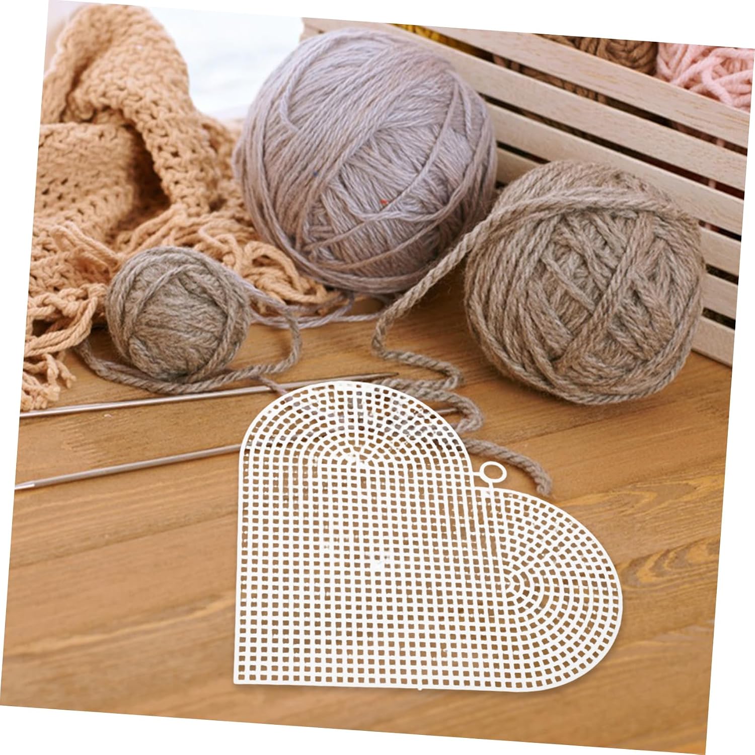 DOITOOL 30pcs Heart Shape Pe Mesh Canvas Embroidery Craft Supplies Heart Cutouts