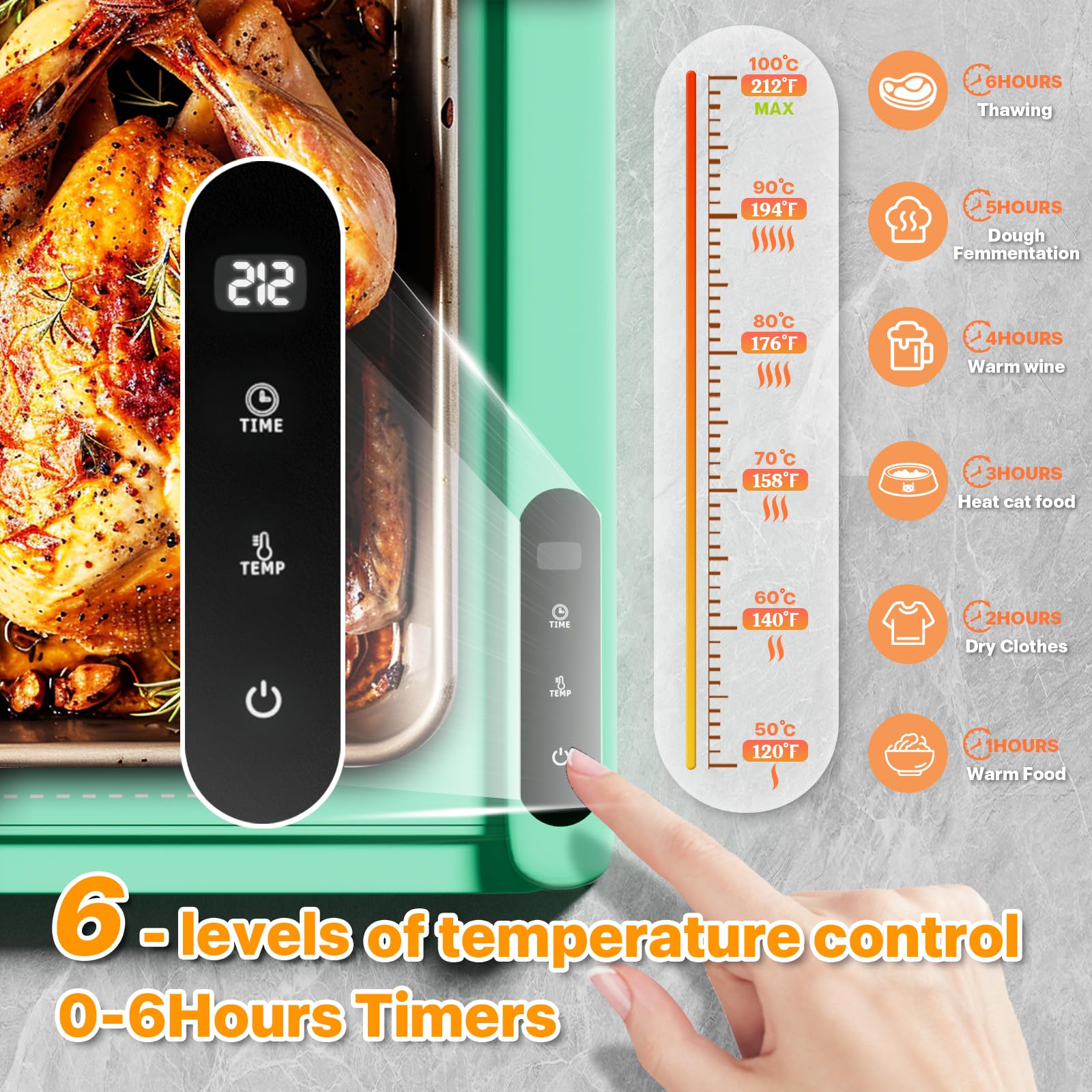 KPYFDGK Upgrade Graphene Silicone Electric Warming Trays for Food, 6-Temp Adjustable Food Heating Mat, Heating Pad for Food(Green)