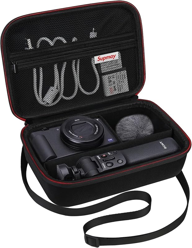 Hard Travel Case for Sony ZV-1F / ZV-1 / ZV-1 II Digital Camera, Protective Cases Bag Fits Vlogger Accessory Kit Tripod, Microphone, LED Video Light, Extra Zipper Pocket fit Battery Pack, Black