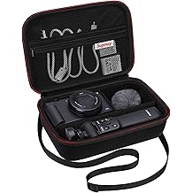 Hard Travel Case for Sony ZV-1F / ZV-1 / ZV-1 II Digital Camera, Protective Cases Bag Fits Vlogger Accessory Kit Tripod and Microphone, Extra Zipper Pocket fit Battery Charger, Black