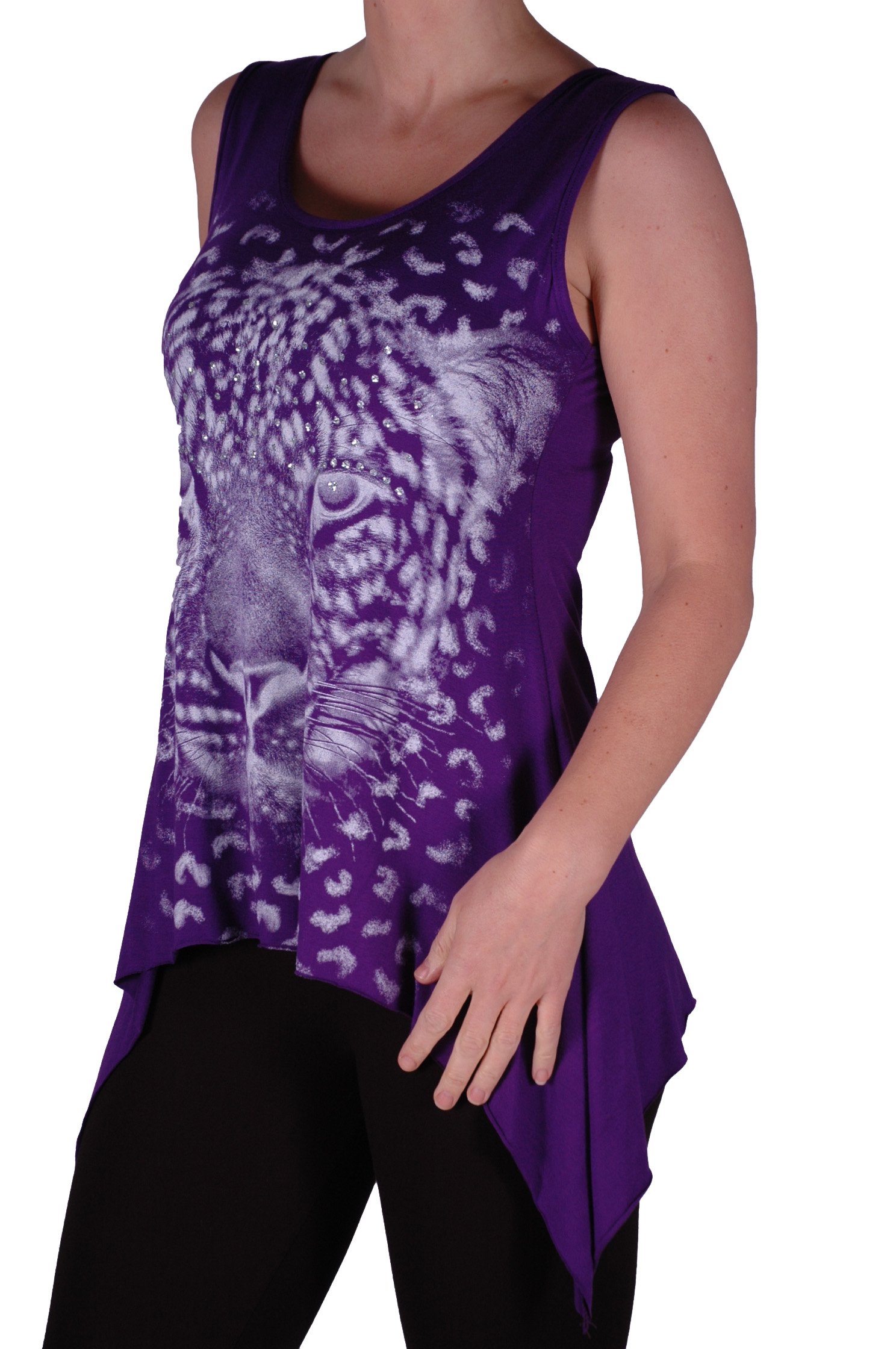 Eye Catch Women's Purple Eyecatch - Tiger Long Draped Stretch Vest Top Plus Size Xxl