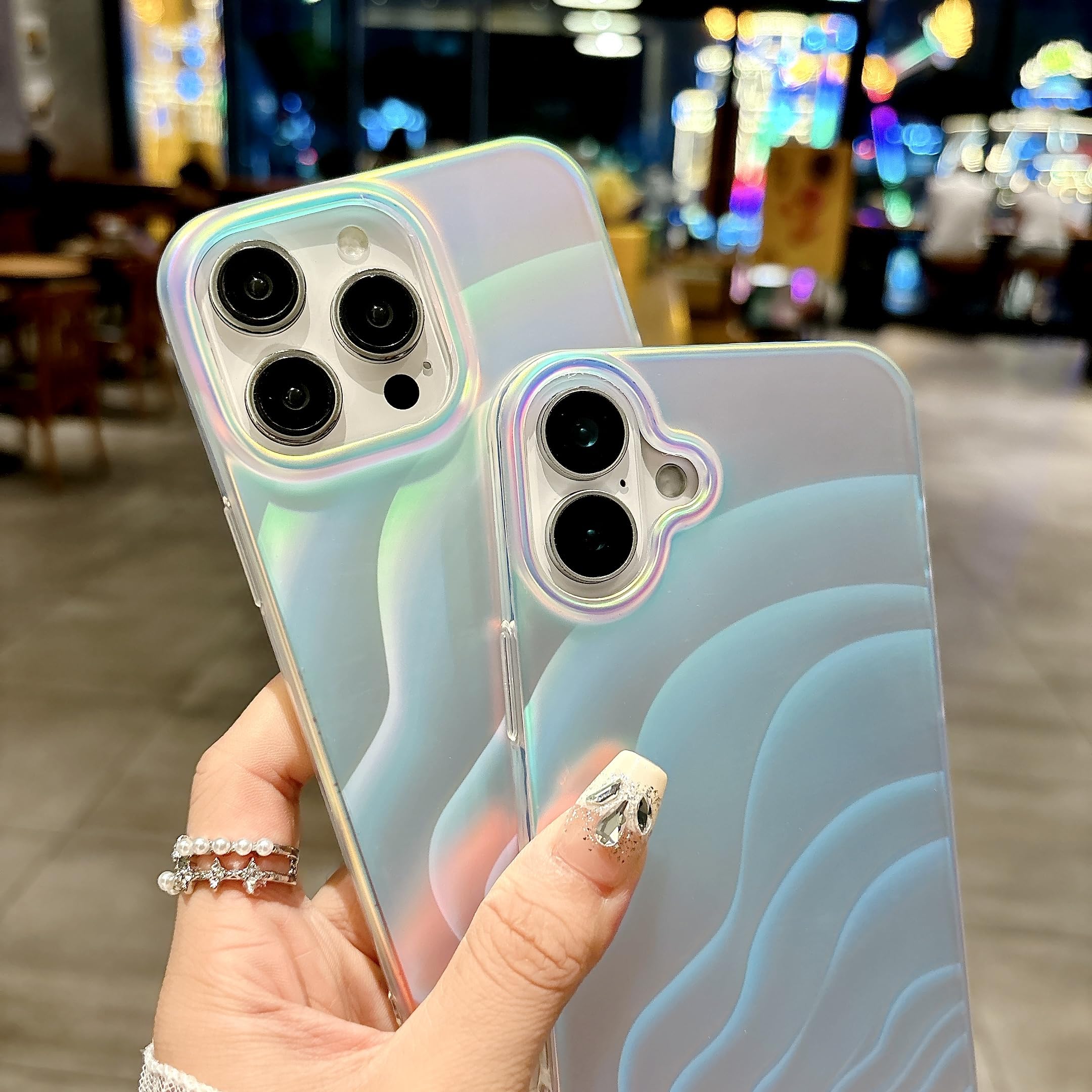 Qokey Custodia per iPhone 14 Pro Max da 6,7 pollici, design a onde
