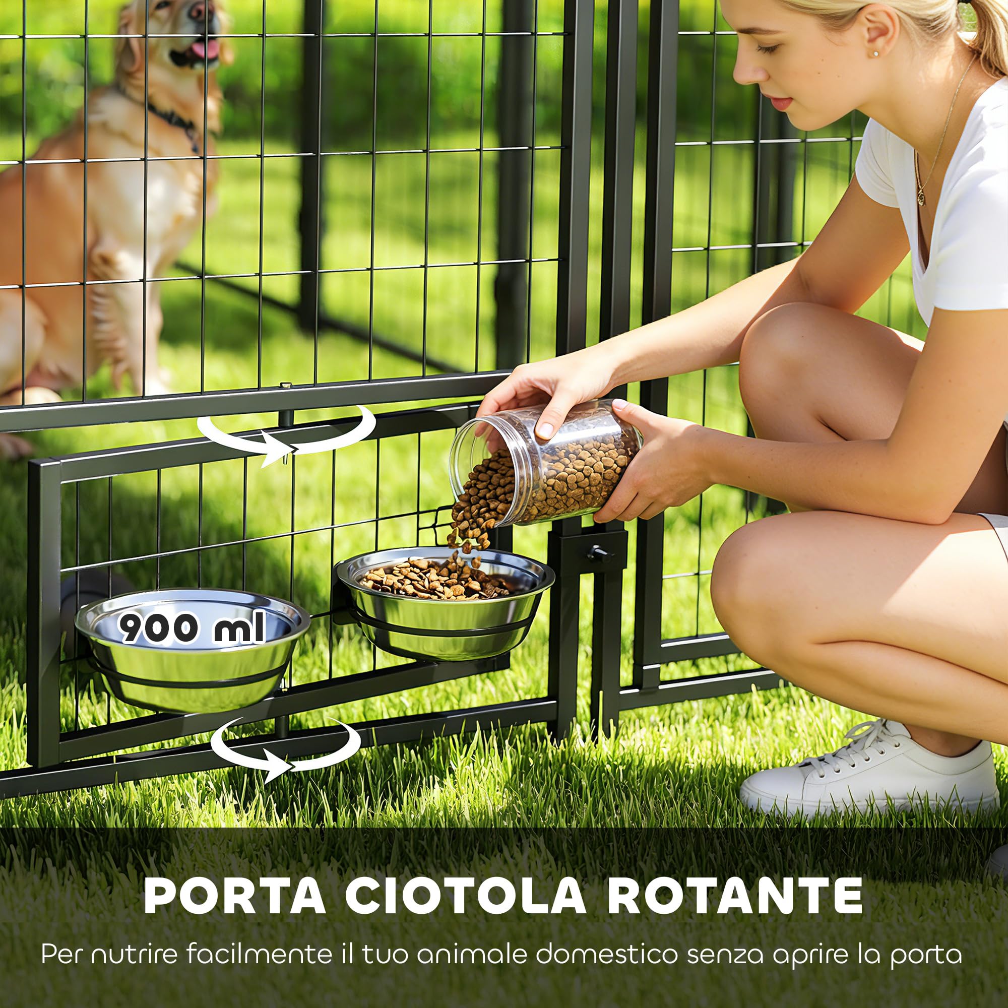 PawHut Recinto per Cani da Esterno Grande in Acciaio 244x122x183cm Verde