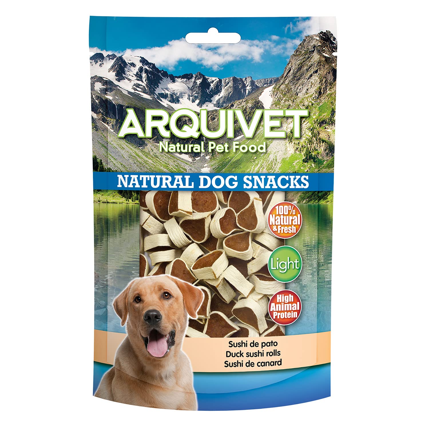 ARQUIVET Pack 12 Unidades Snack Sushi de Pato 100 gr - Natural Dog Snacks - 100% Natural - Chuches, premios, golosinas para Perros - Producto Light - Muy Rico en nutrientes