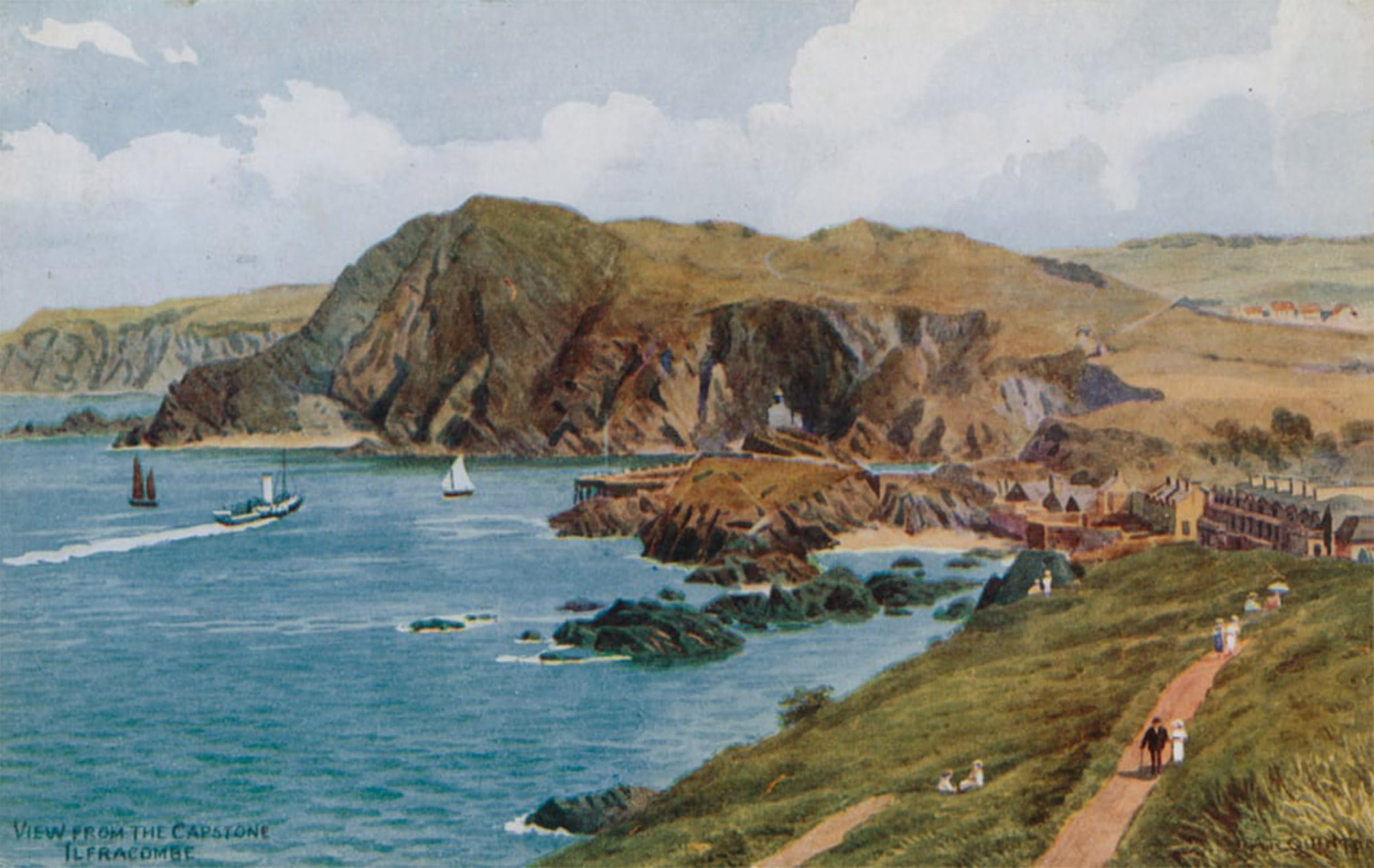 ARTXLXXBN Famous Print Painting Colorful Art Print View From the Capstone Ilfracombe by Alfred Robert Quinton Canvas Art Decorations for Home Decor 60x90cm