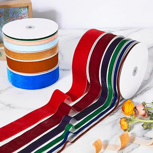 Miniatura 3 de Cinta de terciopelo de 20 yardas para decoración de corona de árbol de Navidad, manualidades, adornos para envolver regalos y hacer lazos (borgoña,