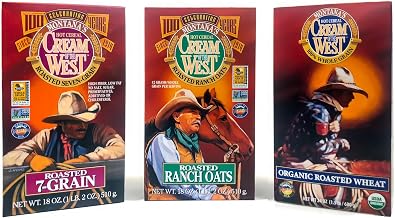 Cream of the West All Natural 100% Whole-Grain Hot Cereal Variety Pack: Roasted Wheat (24 oz); Roasted 7-Grain (18 oz); Roasted Thick Oats (18 oz) 3-Pack