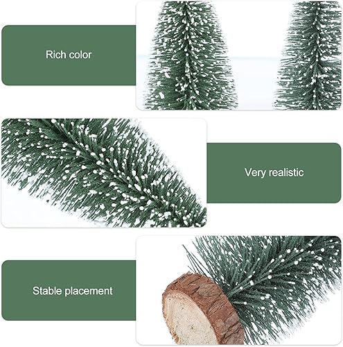 Miniatura 4 de VALICLUD 15pcs Mini árbol de Navidad árbol de pino DIY botella de Navidad árboles miniatura 3.9 in sisal nieve artificial árbol de Navidad con base