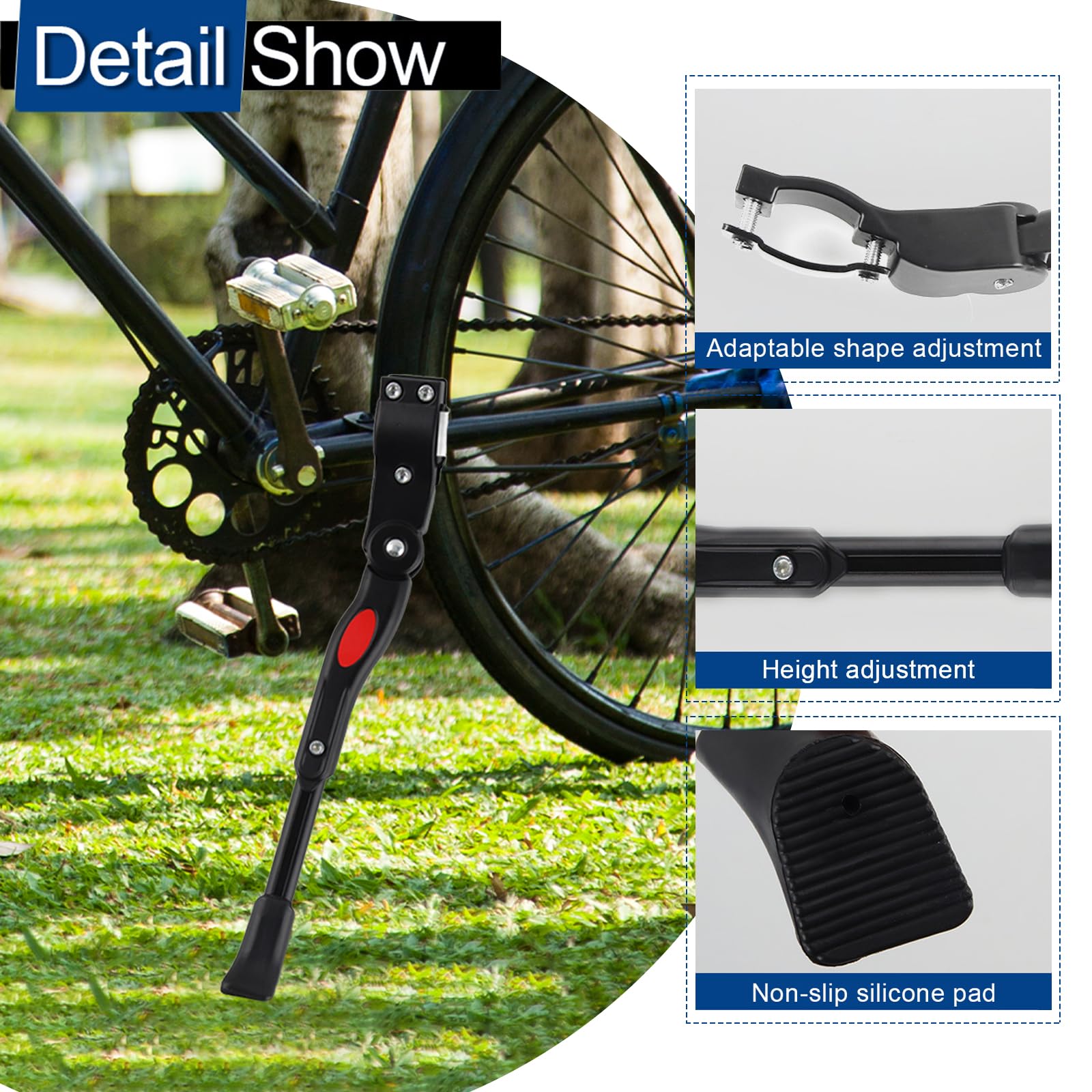 CIYIN Cavalletto Bici, Rastrelliera Biciclette, Universale, Piedino in Gomma Antiscivolo, Cavalletto per Bici in Alluminio Regolabile per 20"-27" Bici, BMX, MTB