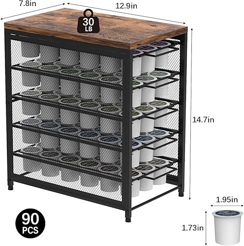 Vista 3 de Cajón de cápsulas de café para K Cups 90 cápsulas, soporte para tazas K, organizador de cajones para estación de café, 5 tazas K, soporte