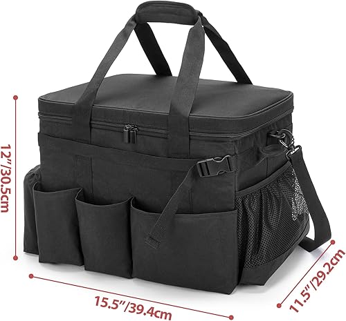 Miniatura 6 de HODRANT Organizador grande para parrilla con tapa organizador de bolsas de barbacoa y picnic con soporte para toallas de papel cesta de accesorios