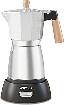 Electric Espresso Coffee Maker, Italian Coffee Pot, Electric Moka Pot, Cuban Coffee Maker, Portable Cafeteras Electricas Espresso Makers with Detachable Base 3 or 6 Cup (Nonstick Silver)