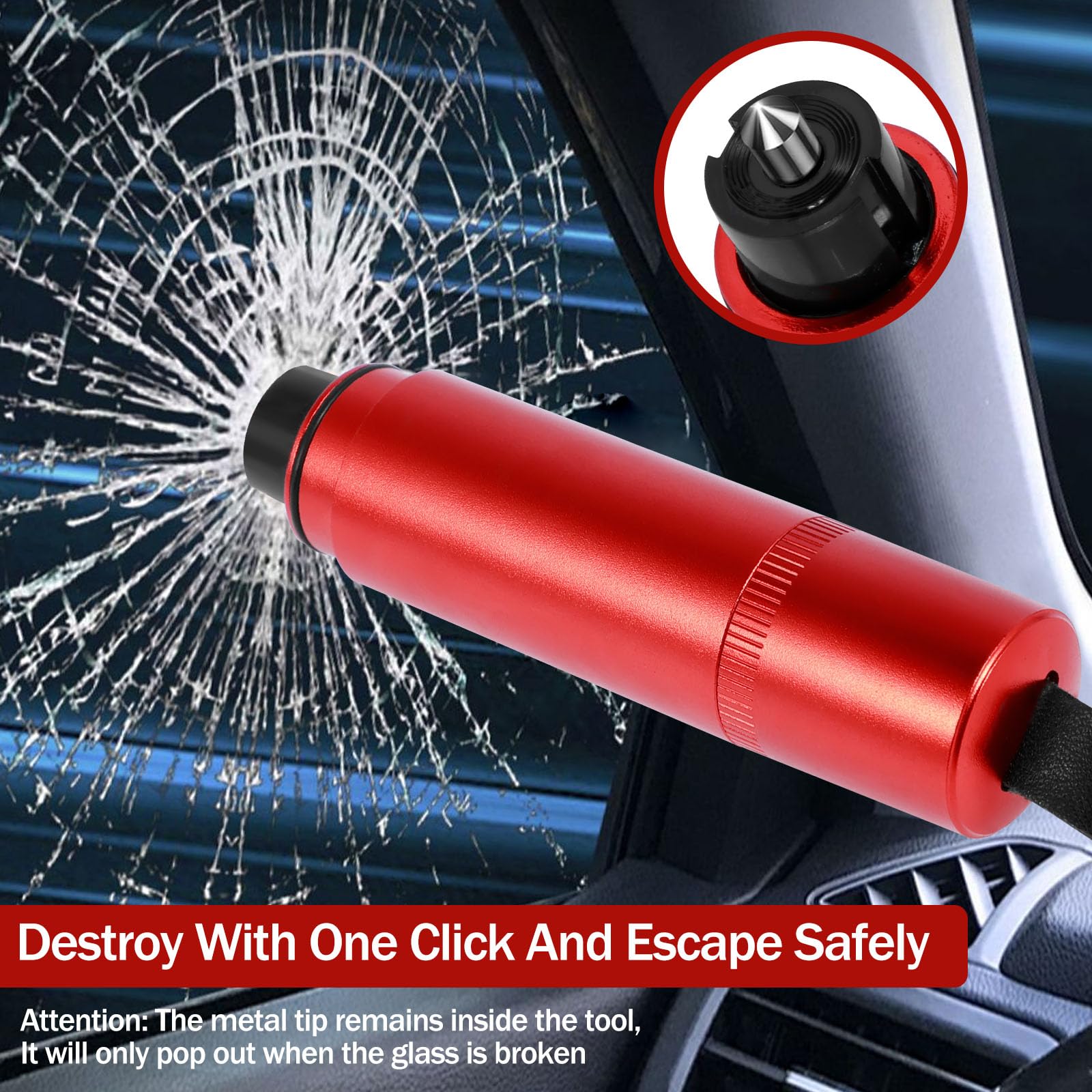 OWTWCNL 4Pcs Car Safety Hammer Car Window Breaker and Seatbelt Cutter Emergency Car Glass Breaker, One Second Window Breaker Portable Breaker Set for Office Home Car