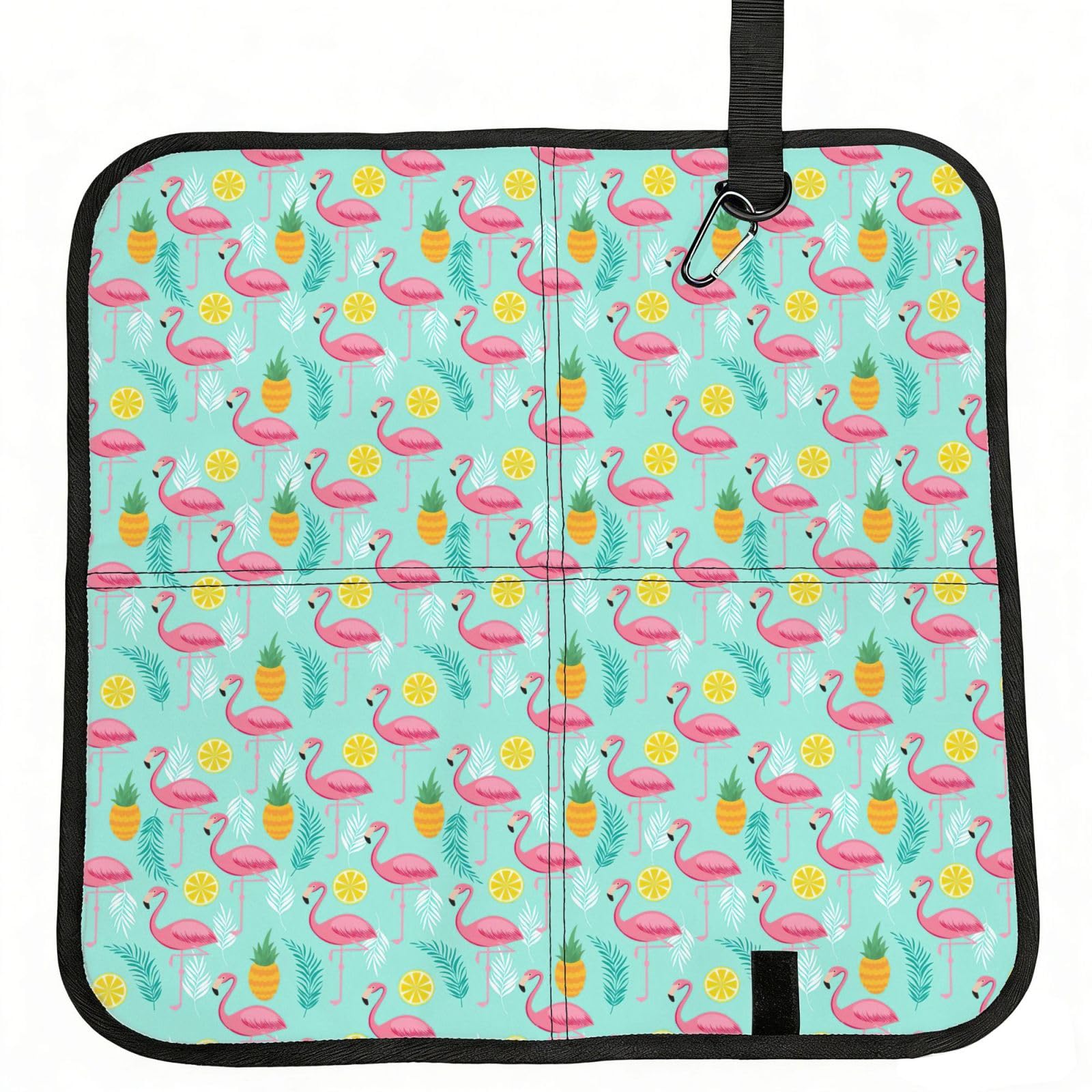 SDEGTHO Flamingo Printed Foldable Seat Pad with Closure, Lightweight Cushion for Airplane Travel Camping