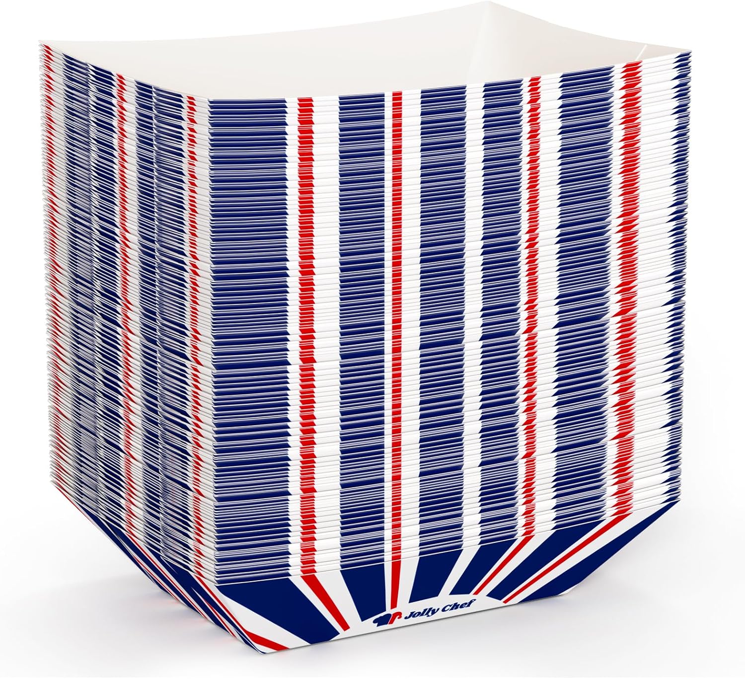JOLLY CHEF Disposable Paper Food Trays, 250 Count - 3lb Serving Boats for Gameday,Paper Food Boats for Hot Dogs, Fries & Party Snacks