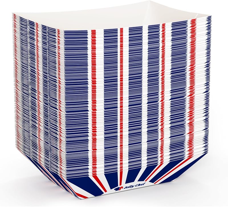 Bandejas de papel desechables para comida, 250 unidades, botes para servir de 3 libras para el día del juego, botes de papel para comida para perritos calientes, papas fritas y refrigerios de fiesta