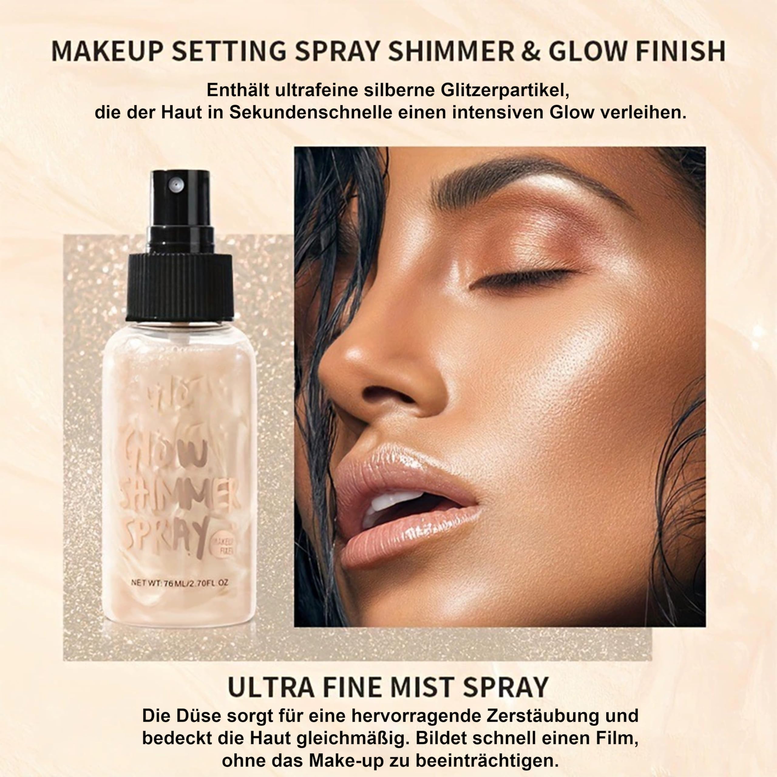 Glow Body Glitter Impermeabile Brillantini Brillantini Glitter Spray Per Viso Capelli E Corpo, Nebbia Ultra Fine Copertura Uniforme, Festival Brillante Trucco Brillante