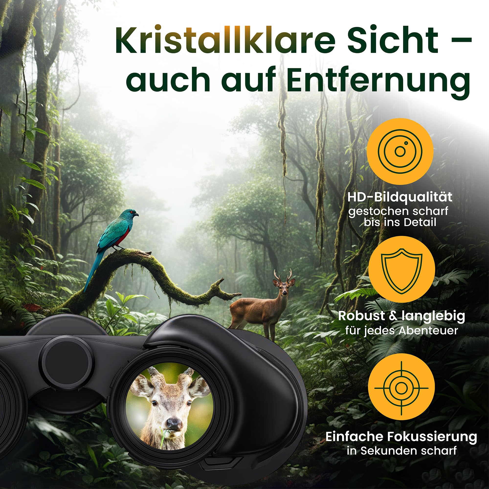Fernglas – 20x50, Outdoor Fernglas wasserdicht für Erwachsene & Kids
