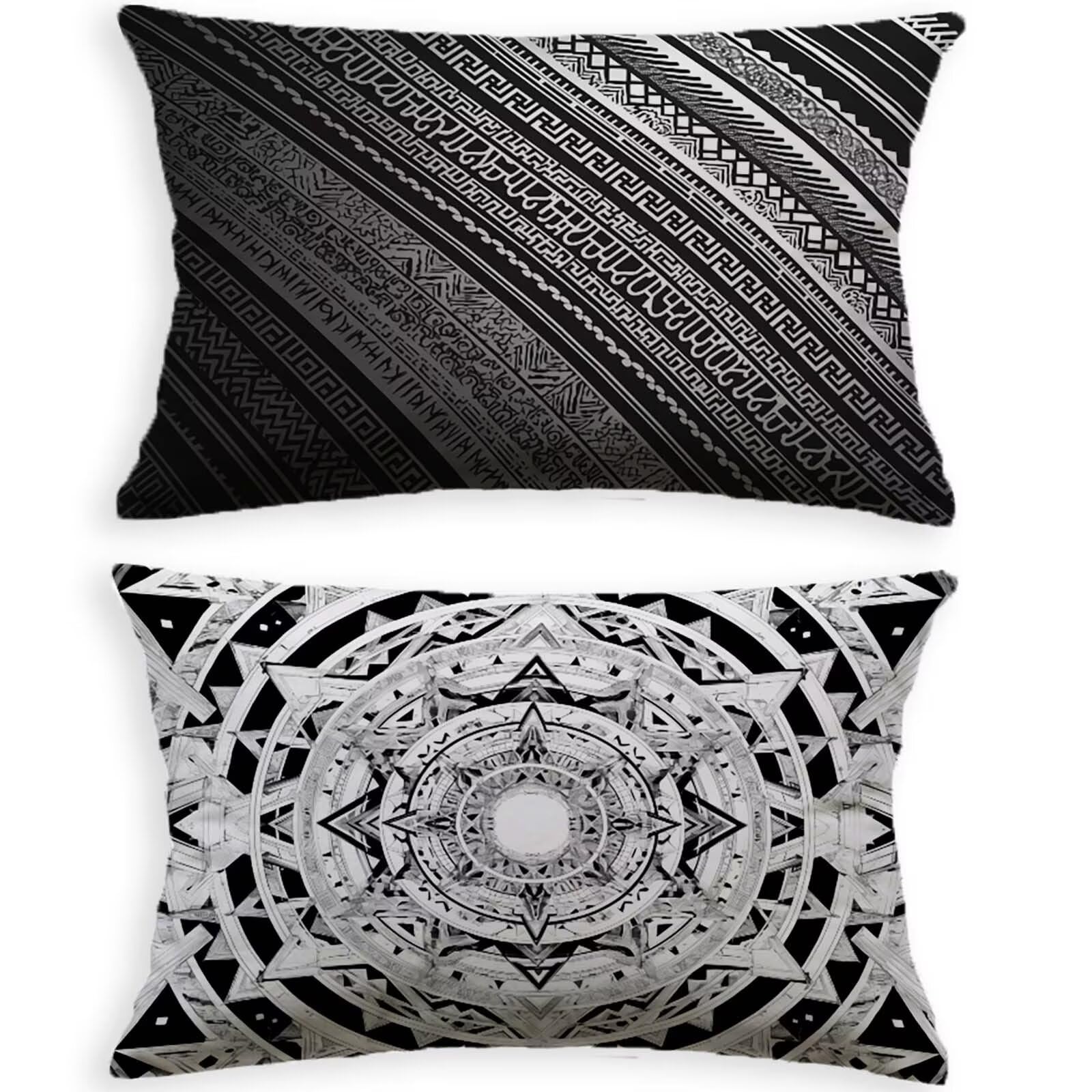 Coussin mandala noir en velours pour décor automne de chambre cocooning