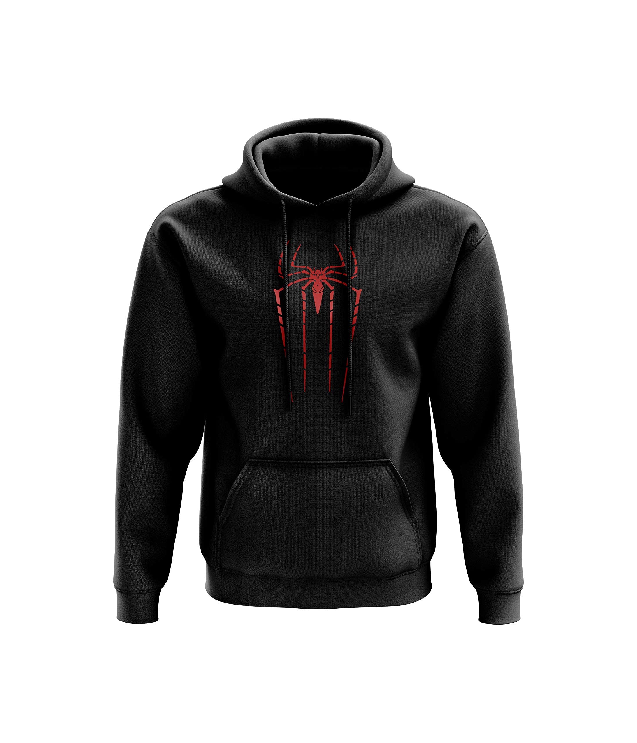 SMARTYPANTS Spider Web Hoodie- Superheroes Christmas Birthday Presents Films Fun Gifts 80% Ringspun Cotton 20% Polyester Kangaroo Pouch Pocket Twin-Needle Stitching (Black Prime, 2XL)