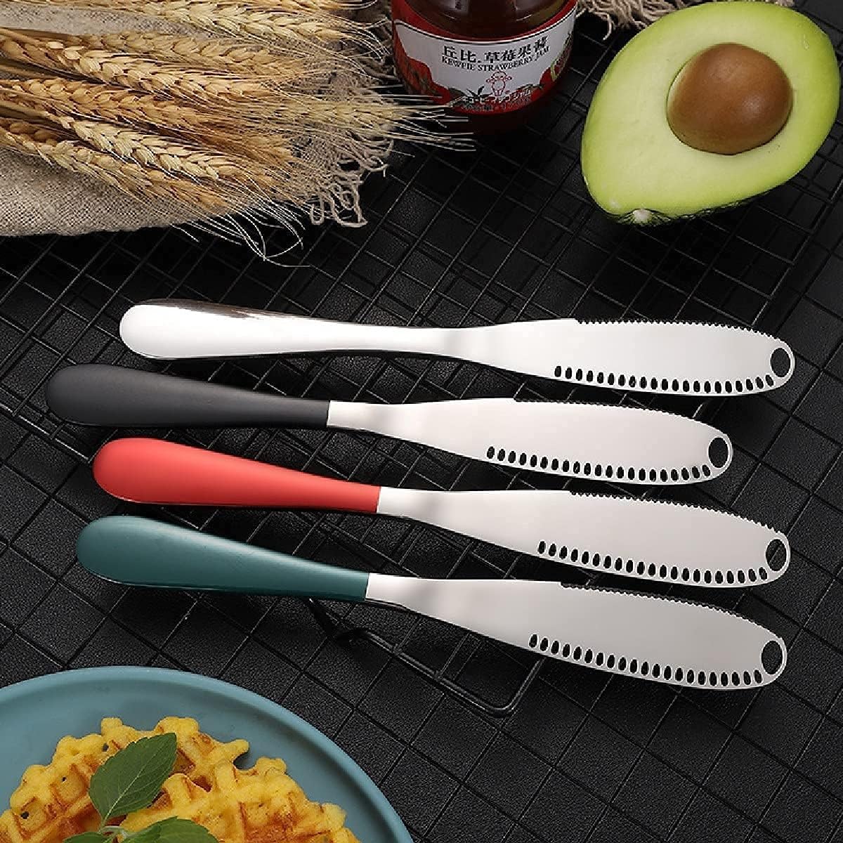 Spatlus Food Grade Stainless Steel Dinner Knife Stainless Steel Butter Knives Stainless Steel Butter Knife Butter Spreader Knife, Breakfast Spreads,Cheese and Condiments (Black, Set of 1) 4