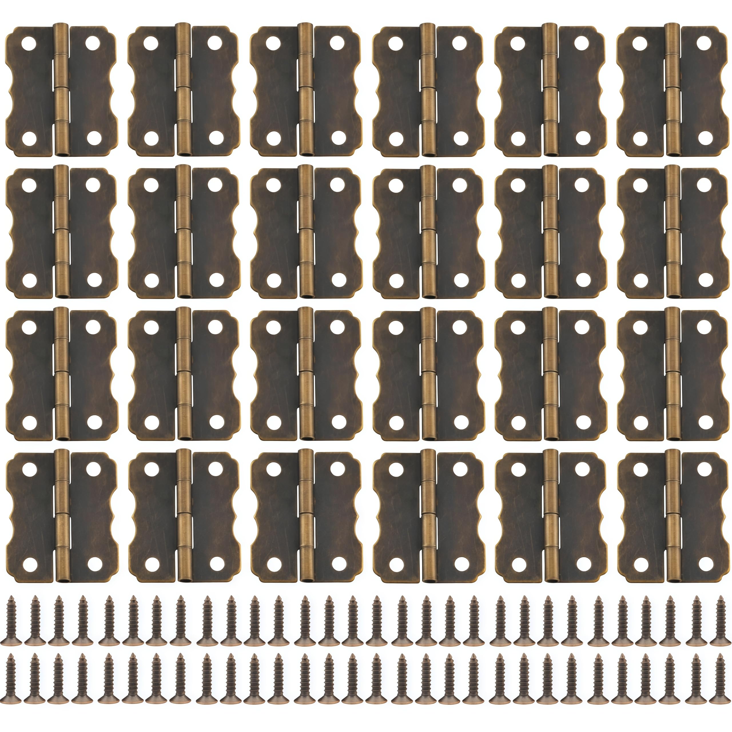 Vbnexyr Regular 24 Piece Set Of 24 * 20Mm Metal Lace Trimmed Small Hinge Gift Box/Box Hinge Hardware Accessories 30 * 24Mm Antique Bronze