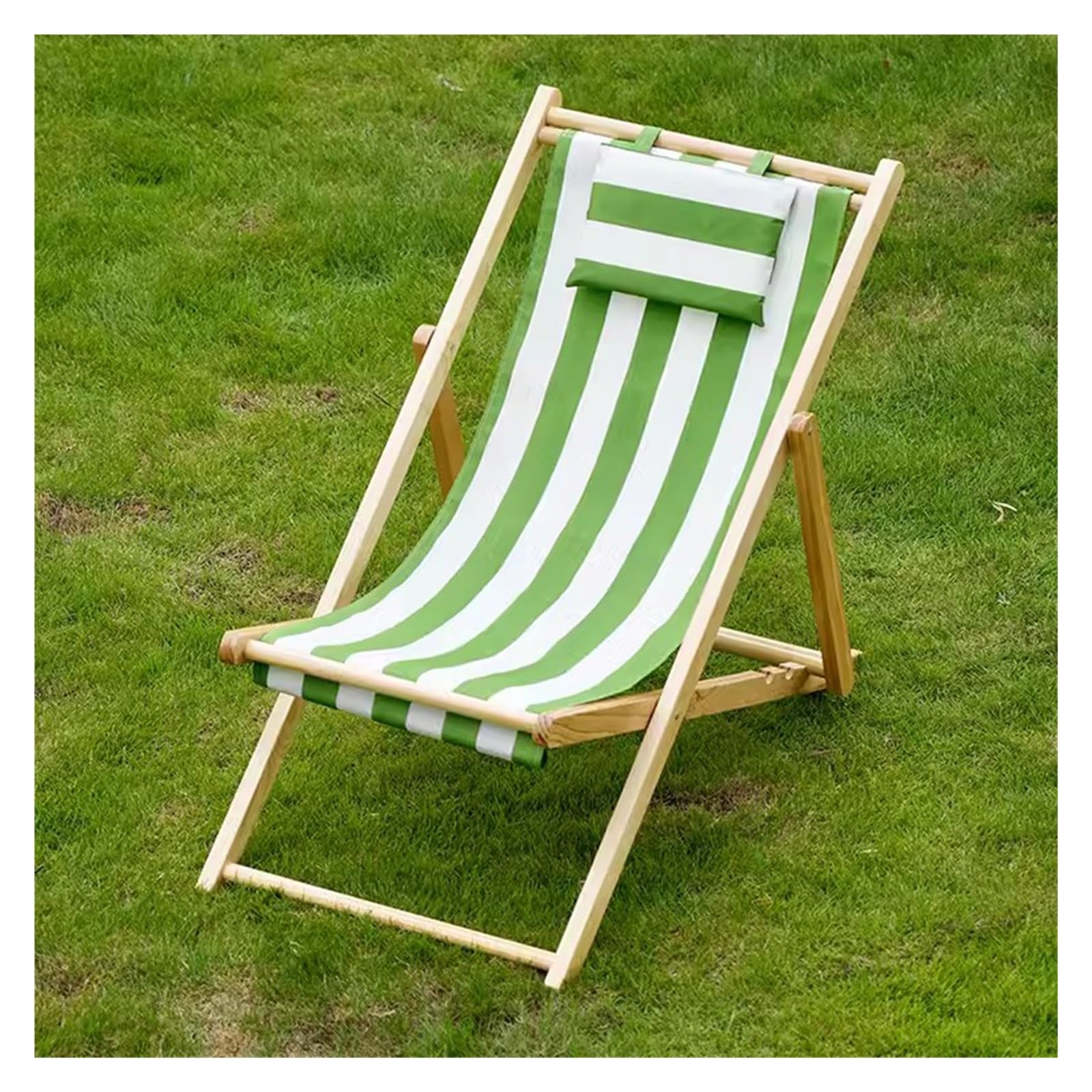 Genérico Silla Plegable para Acampar para Patio, sillas con 4 Posiciones Ajustables, Lona Transpirable, sillón de bambú, Silla de Playa para Exterior, Porche, terraza (Color: Verde)