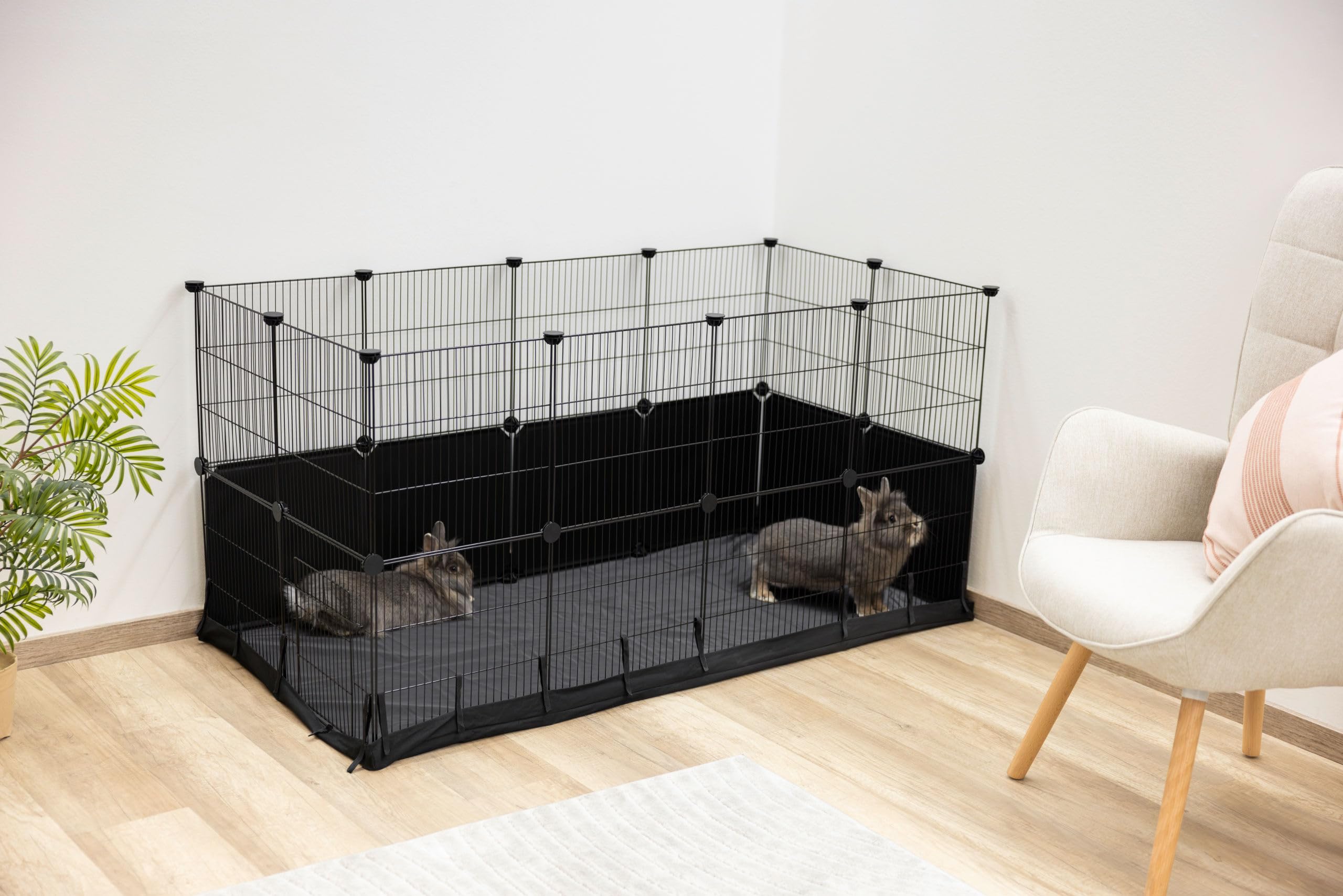 Kerbl Pet recinto da interni Hoppla, nero, 144x72x72 cm, recinto per piccoli animali, box, metallo verniciato a polvere, roditori, conigli, lepri